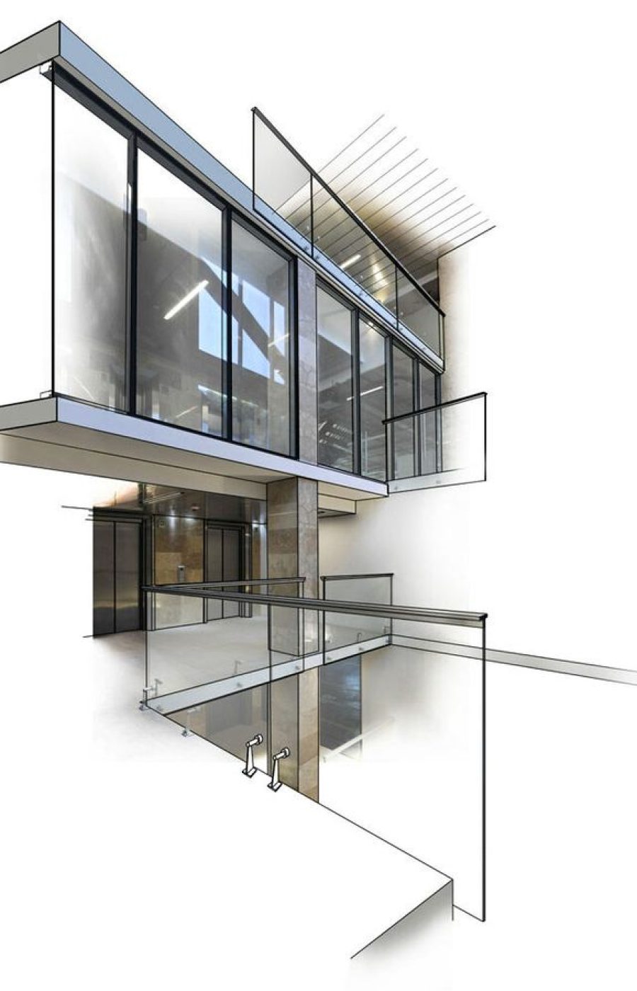 hand and computer rendered image